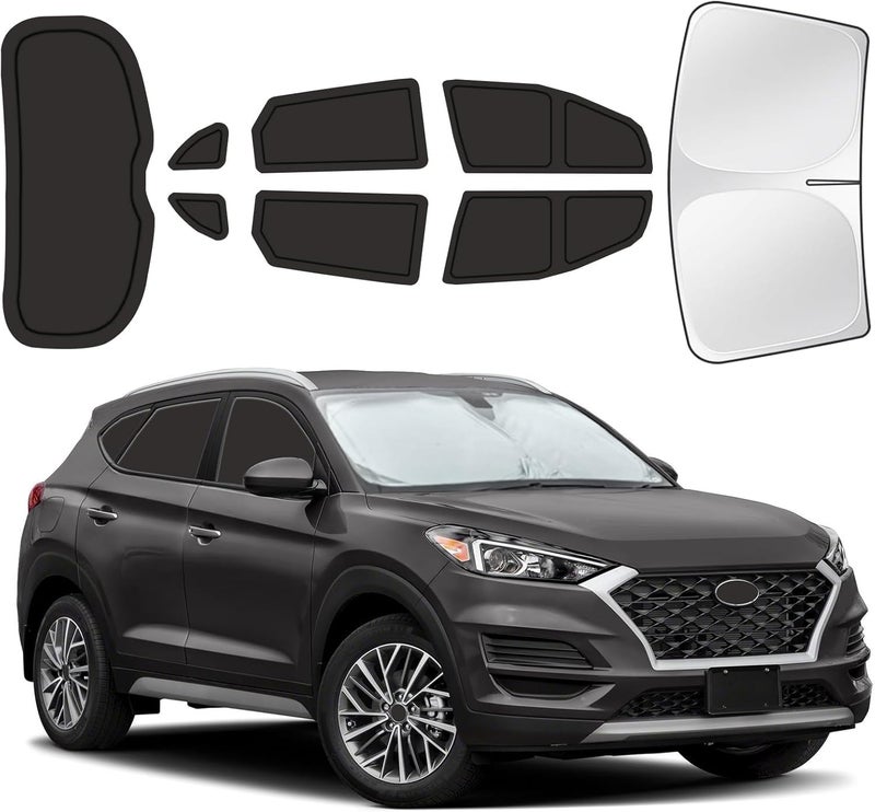 JASVIC for Hyundai Tucson 2016-2021 Car Window Shades, 8pcs Privacy Sun Shade Set for Front Windshield Side and Rear Windows, Full Window Covers Keeps Vehicle Cool for Camping Napping - Image 1